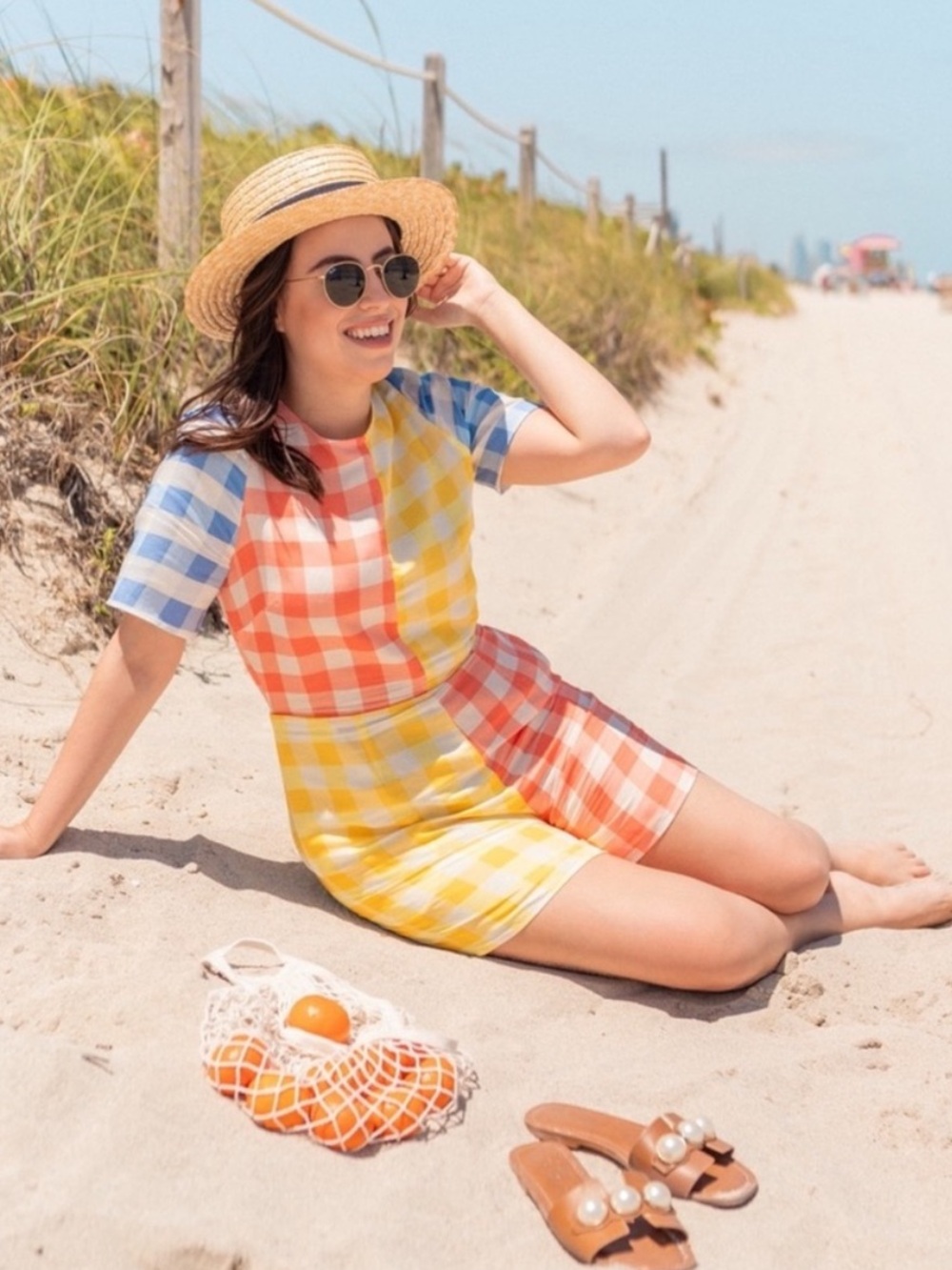 Anthropologie Farm Rio Gingham Contrast Romper